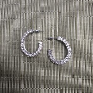 Elegant Silver Rhinestine Elliptical Hoop Earrings